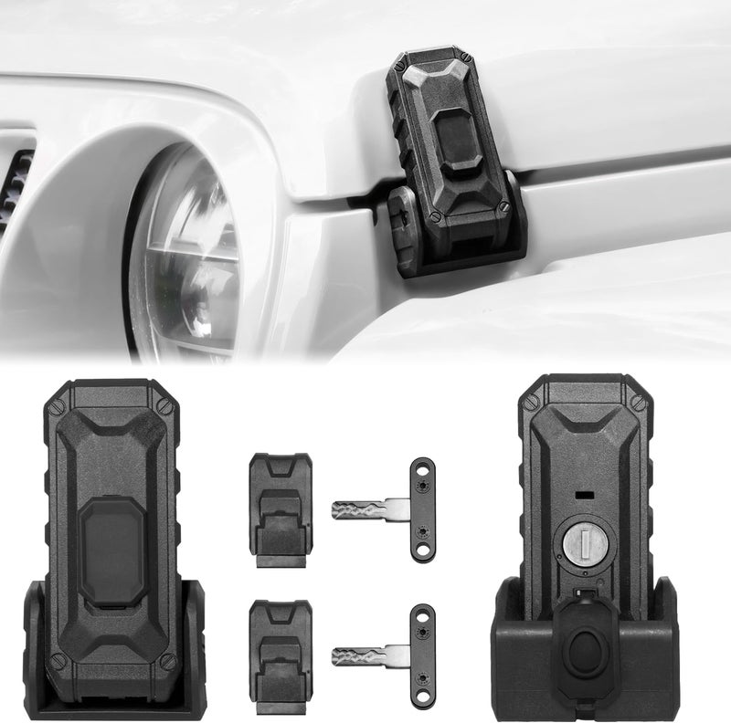 ZKJAYOE Locking Hood Latch with Keys, Jeep Hood Latch Compatible with 2018-2025 Jeep Wrangler JL JLU Jeep Gladiator JT, Anti-Theft Hood Lock Catch Latch Accessories, Dust & Water Resistant, 1 Pair(Not for JK) - Image 1